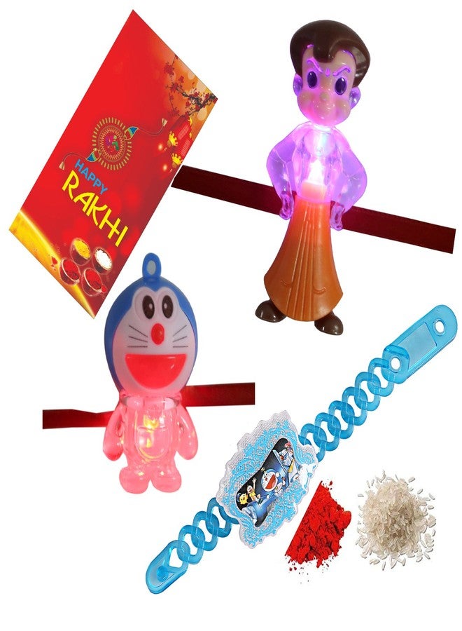 AR Eyewar Multicolour Plastic Handmade 3 Lighting Rakhi Combo for Kids